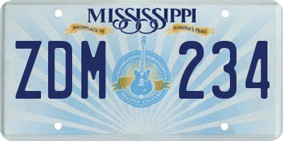MS license plate ZDM234