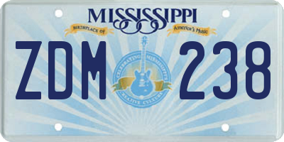 MS license plate ZDM238