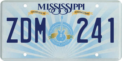 MS license plate ZDM241