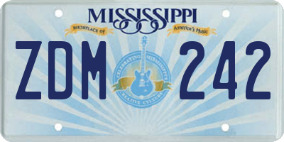 MS license plate ZDM242