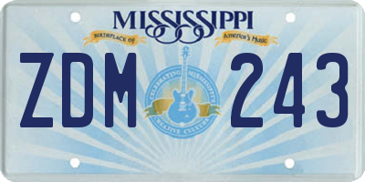 MS license plate ZDM243