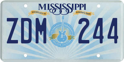 MS license plate ZDM244
