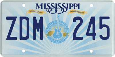 MS license plate ZDM245