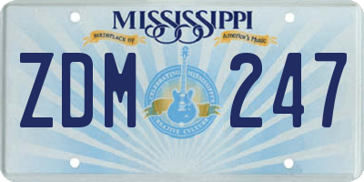 MS license plate ZDM247