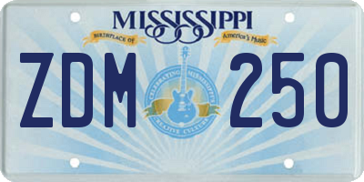 MS license plate ZDM250