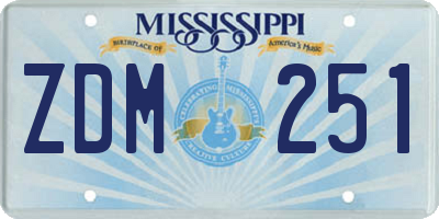 MS license plate ZDM251