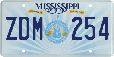 MS license plate ZDM254