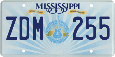 MS license plate ZDM255