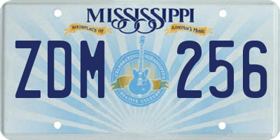 MS license plate ZDM256