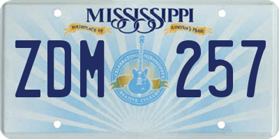 MS license plate ZDM257