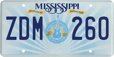 MS license plate ZDM260