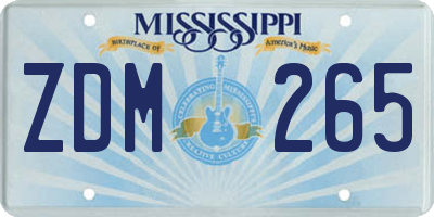 MS license plate ZDM265