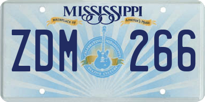 MS license plate ZDM266
