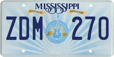 MS license plate ZDM270