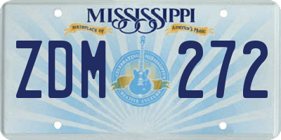 MS license plate ZDM272