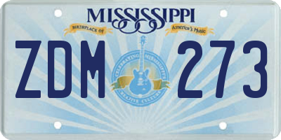 MS license plate ZDM273
