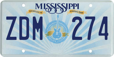 MS license plate ZDM274