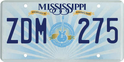 MS license plate ZDM275