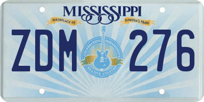 MS license plate ZDM276