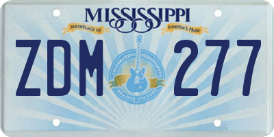 MS license plate ZDM277