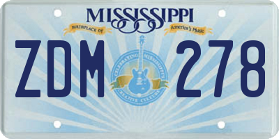 MS license plate ZDM278
