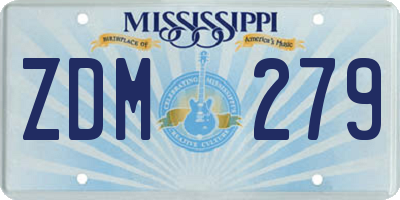 MS license plate ZDM279