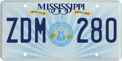 MS license plate ZDM280