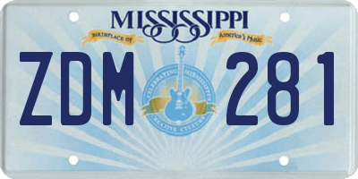 MS license plate ZDM281