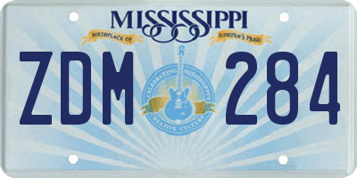 MS license plate ZDM284