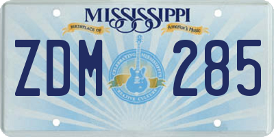 MS license plate ZDM285