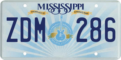 MS license plate ZDM286