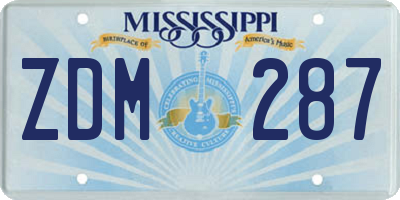 MS license plate ZDM287