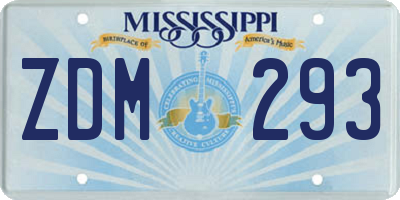 MS license plate ZDM293