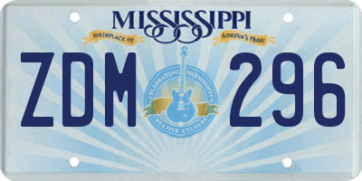 MS license plate ZDM296