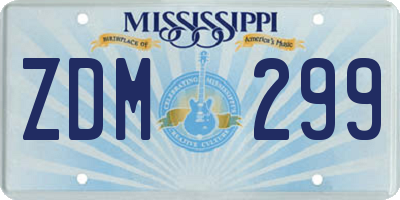 MS license plate ZDM299