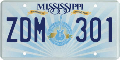 MS license plate ZDM301