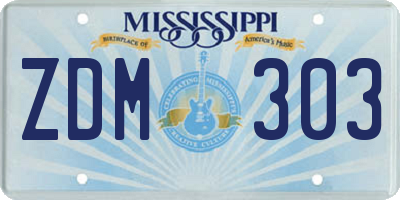 MS license plate ZDM303