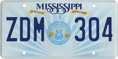 MS license plate ZDM304