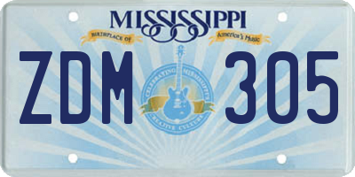 MS license plate ZDM305