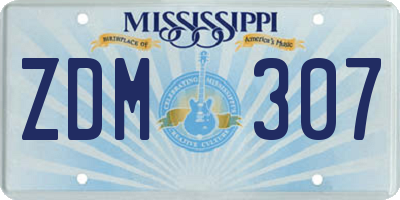 MS license plate ZDM307