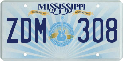 MS license plate ZDM308
