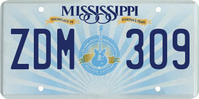 MS license plate ZDM309