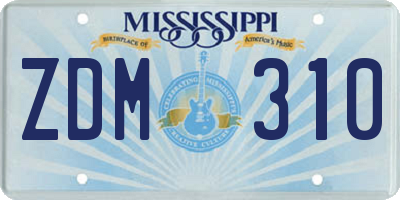 MS license plate ZDM310