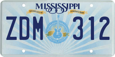 MS license plate ZDM312