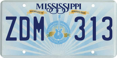 MS license plate ZDM313