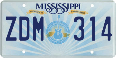 MS license plate ZDM314
