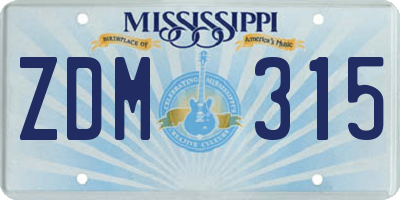 MS license plate ZDM315
