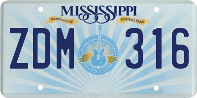 MS license plate ZDM316