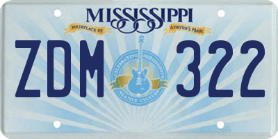 MS license plate ZDM322