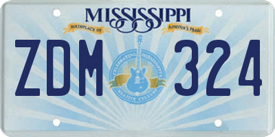 MS license plate ZDM324